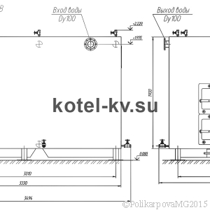 Чертеж котла на дровах 1,1 МВт