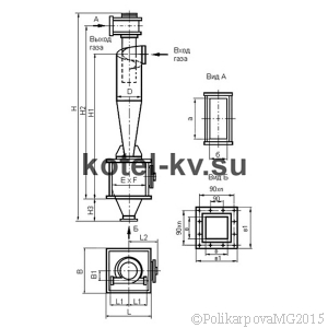 Чертеж циклона ЦН-15-1200-1УП