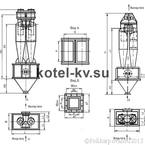 Чертеж циклона ЦН-15-300-2CП