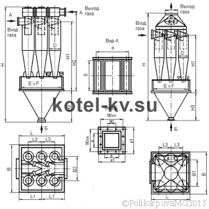 Чертеж циклона ЦН-15-700-6УП