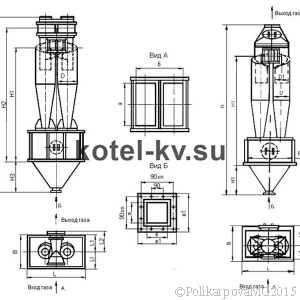 Чертеж циклона ЦН-15-900-2УП