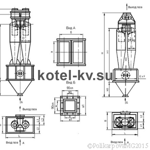 Чертеж циклона ЦН-15-300-2УП