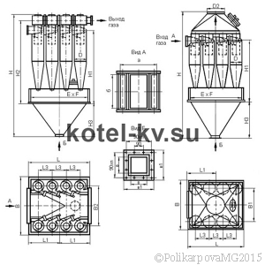 Чертеж циклона ЦН-15-500-8СП