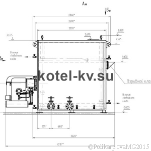 Чертеж газового котла 1,4 МВт вид 2