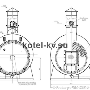 Чертеж газового парогенератора 500 кг/ч фронт