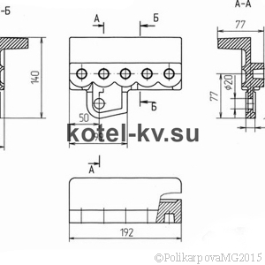 Чертеж держателя левого Т 220.13.002 (5 отверстий) (00.7003.004)