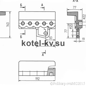 Чертеж держателя правого Т 220.13.003 (5 отверстий) (00.7003.005)